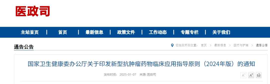 新型抗肿瘤药物临床应用指导原则 （2024 年版）